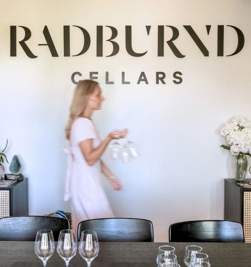 Winemaker Penelope Radburnd preparing for a private tasting at the Radburnd Cellars cellar door, Hawke's Bay