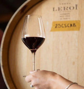 A glass of small-parcel red wine sampled from a French oak barrel at Radburnd Cellars, Hawke's Bay